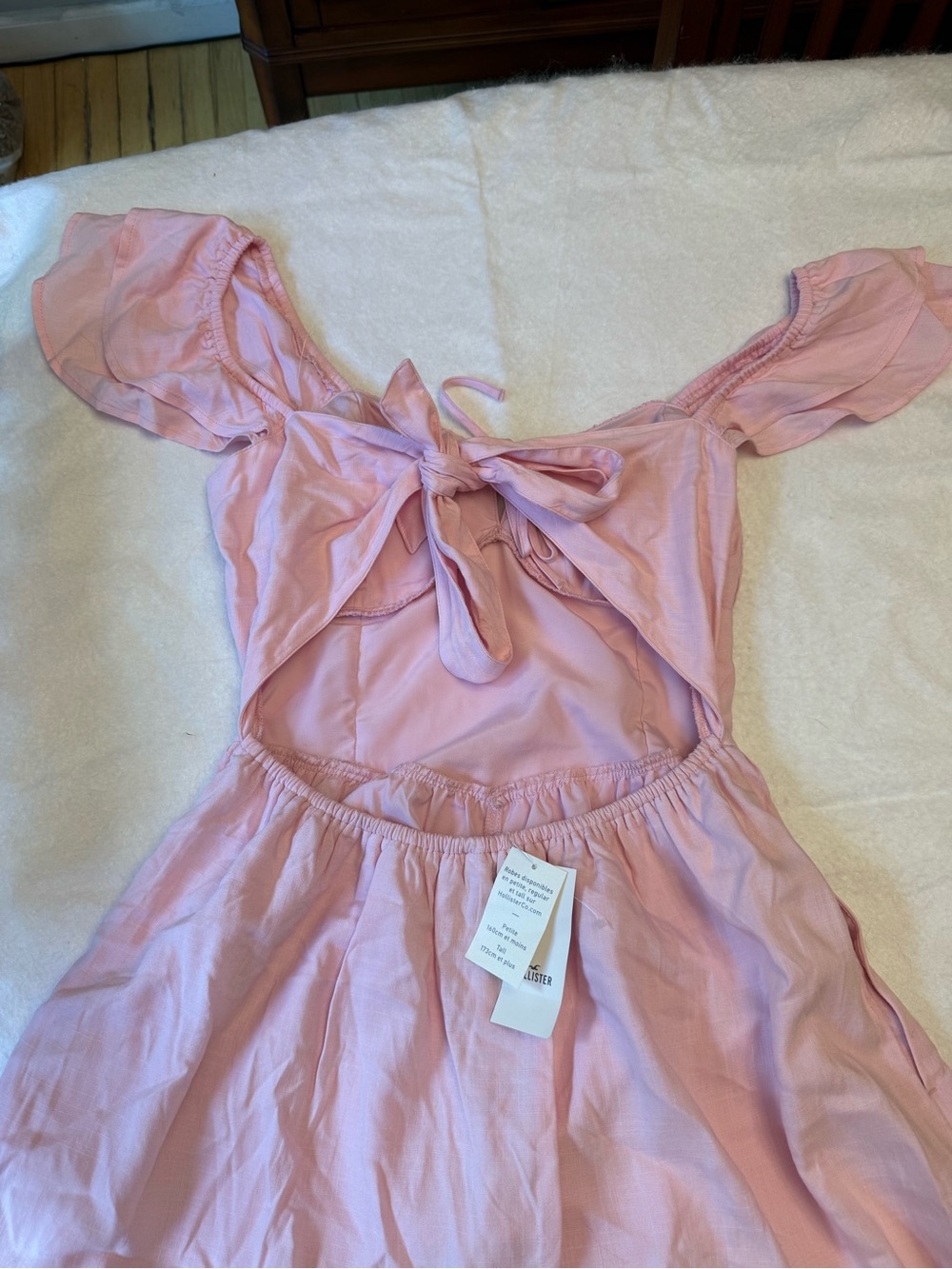 Hollister Light Pink Ruffle Tie-Front Mini Dress - Picture 4 of 5